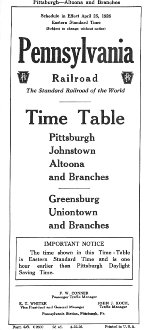 PRR Time Table: Pittsburgh Division, Side A, Frame #6 of 6, 1926